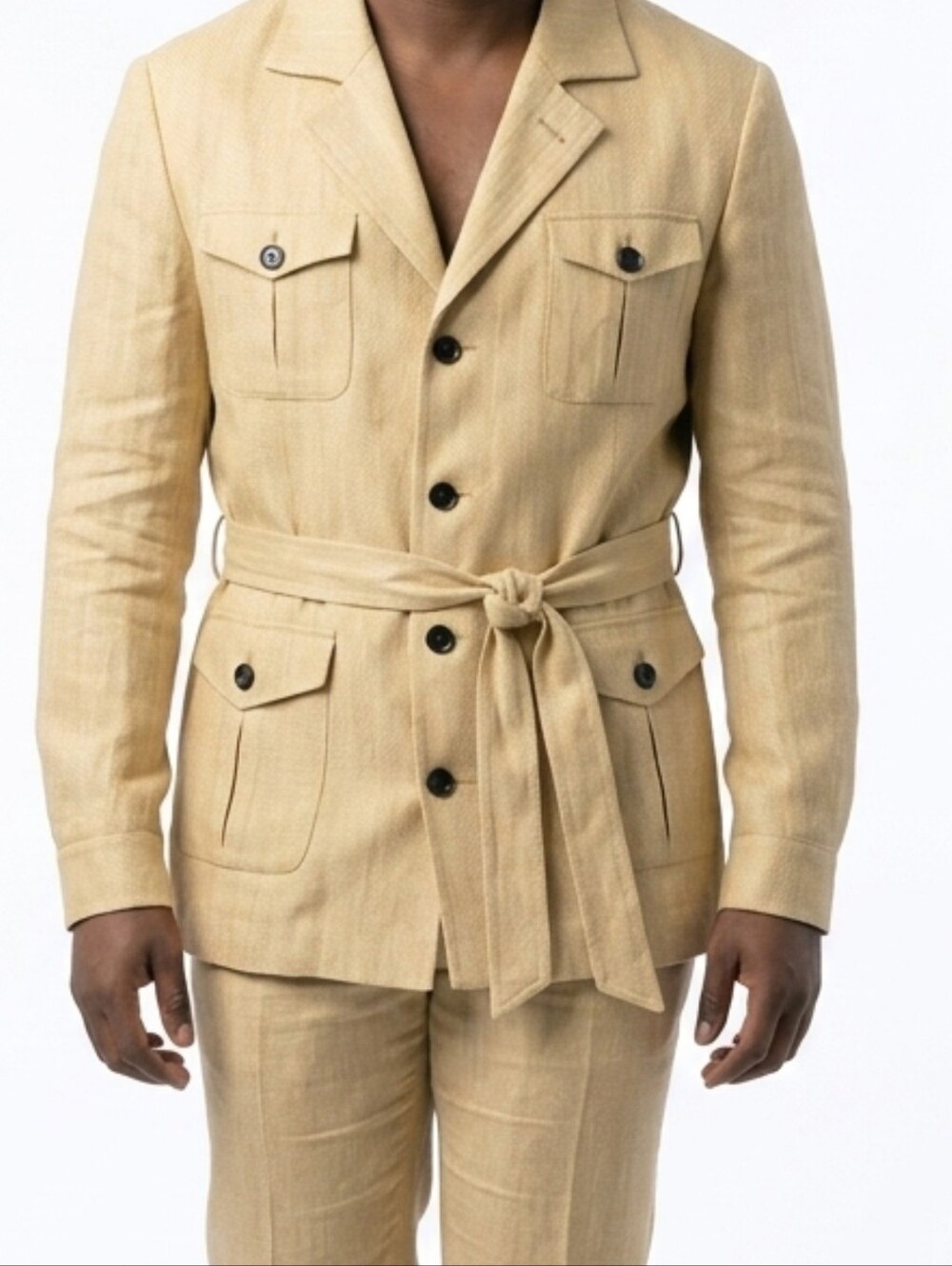 Altier Munro Silk-Linen-Cotton Herringbone/Safari Jacket